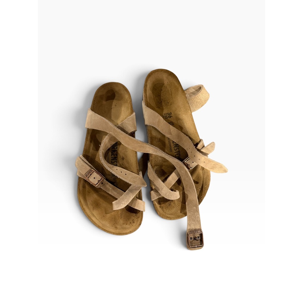 Birkenstock Salina Camel Tan Suede Multi Strap Sandals Womens 36 L5 M3